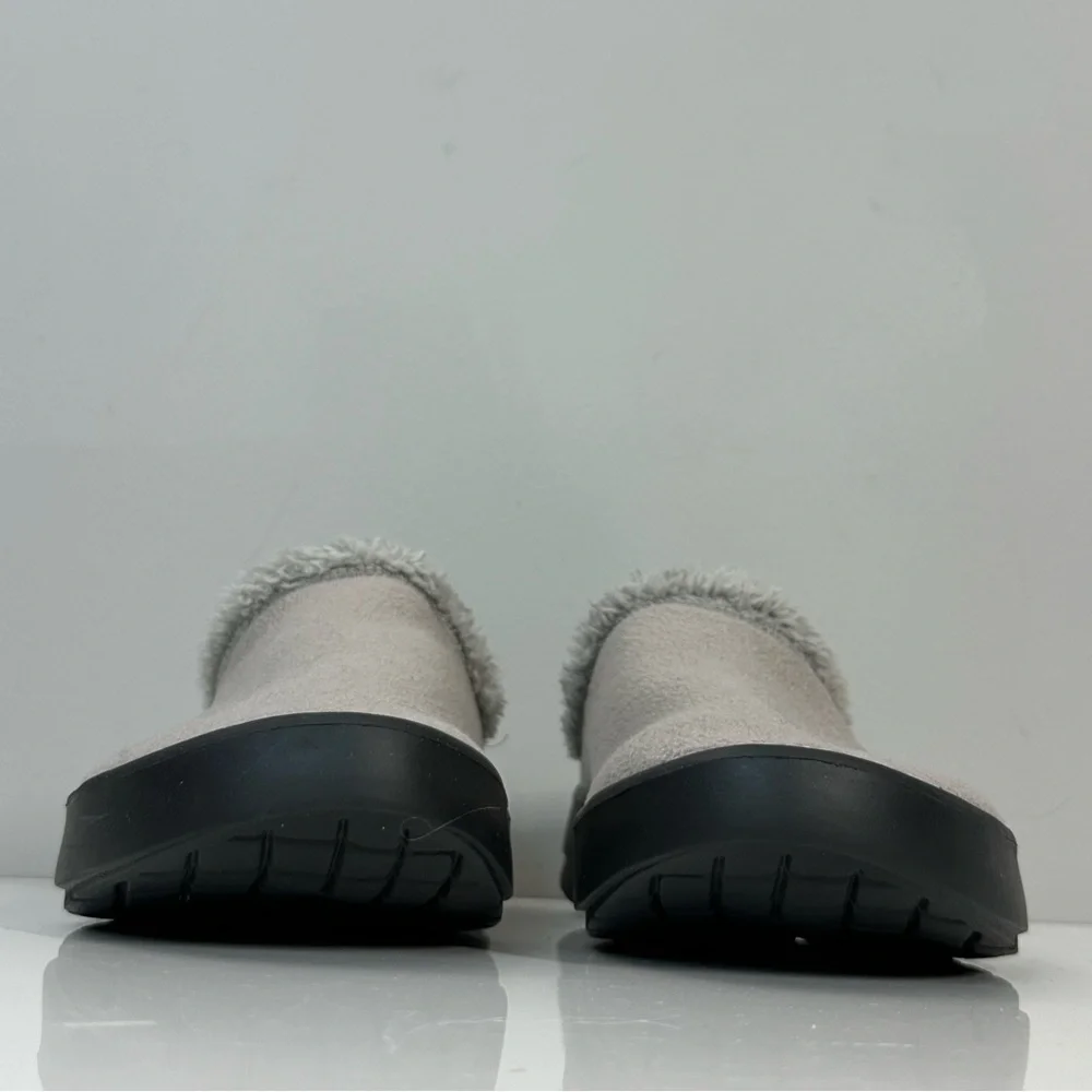 Oofos Oocoozie Mule Gray Sherpa Comfort Recovery Slip On Shoes Size 10